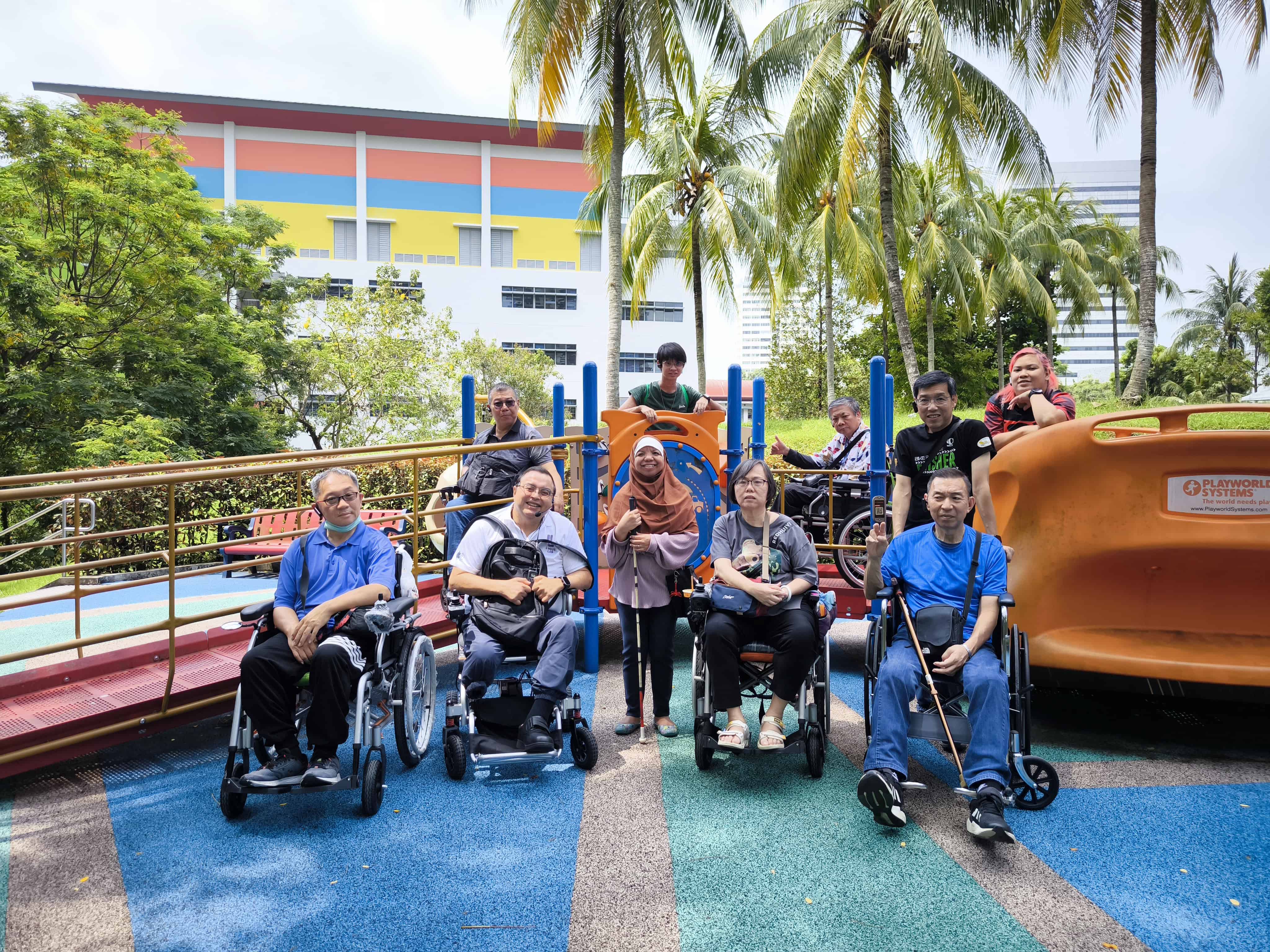 Group of tourism soft skills trainees at the inclusive playground