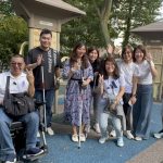 Group of participants with walking cane