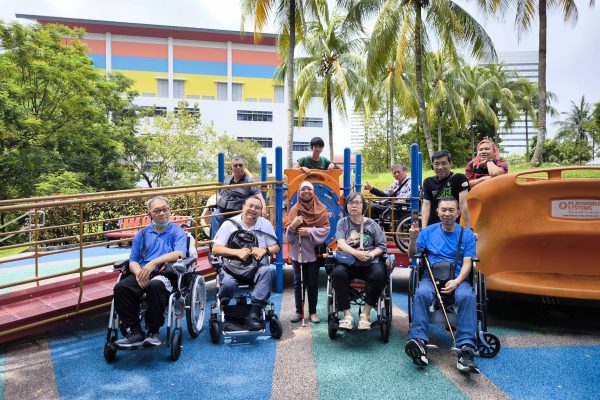 Group of tourism soft skills trainees at the inclusive playground